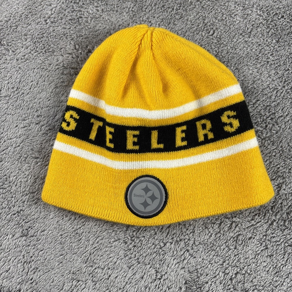 NFL Pittsburgh Steelers Winter Hat Youth One Size Yellow Beanie Cap